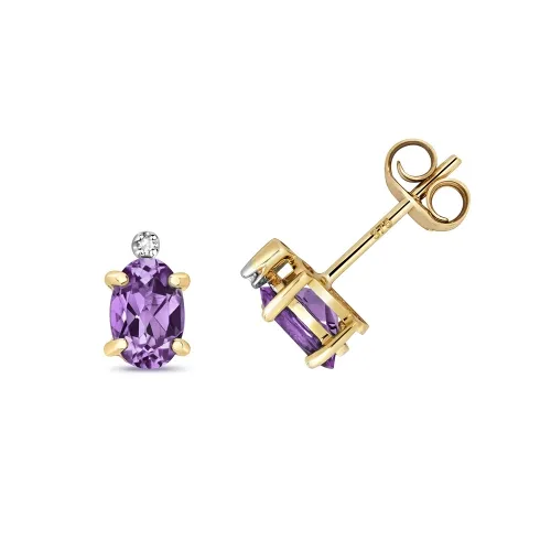 Diamond & Amethyst Stud Earrings